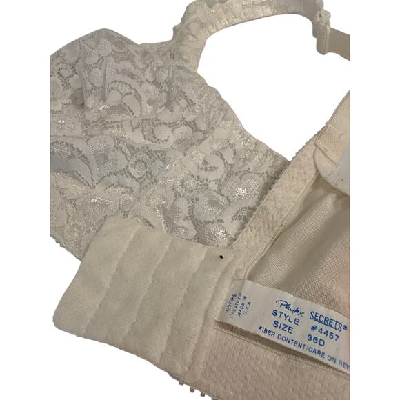 Playtex secrets style 4457 size 36D vintage made in USA lacy sheer wireless bra - Picture 2 of 3